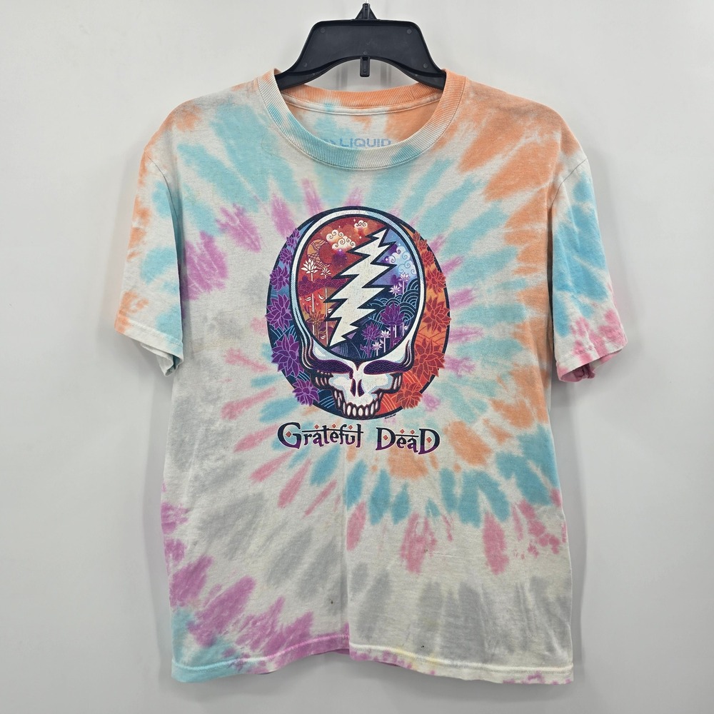 Liquid Blue Grateful Dead Shirt Womens Small Tie Dye‎ Steal Your Face Pastel